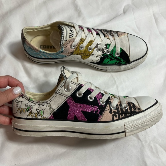 Converse ALL star unicorn colorful metallic low top sneakers. Sz M6 W8 like new - Picture 12 of 15